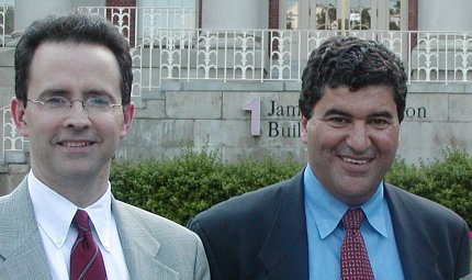 Burklow and Zerhouni on campus during Zerhouni's tenure as director