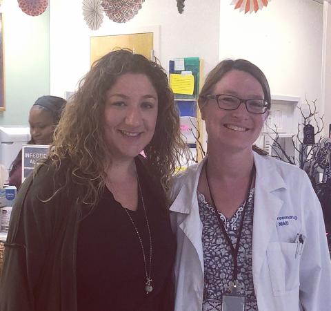 Spero and Dr. Freeman pose in Clinical Center.