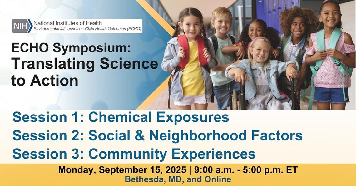 An inforgraphic featuring school-aged children and words about the Echo symposium