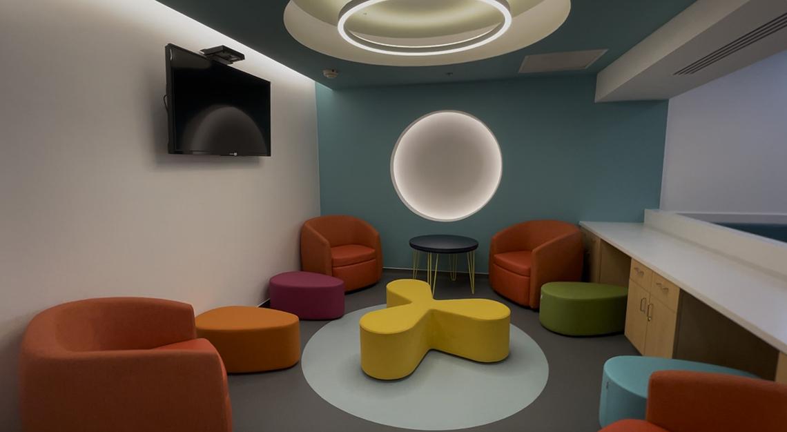 A pediatric waiting area in the outpatient pediatric clinic