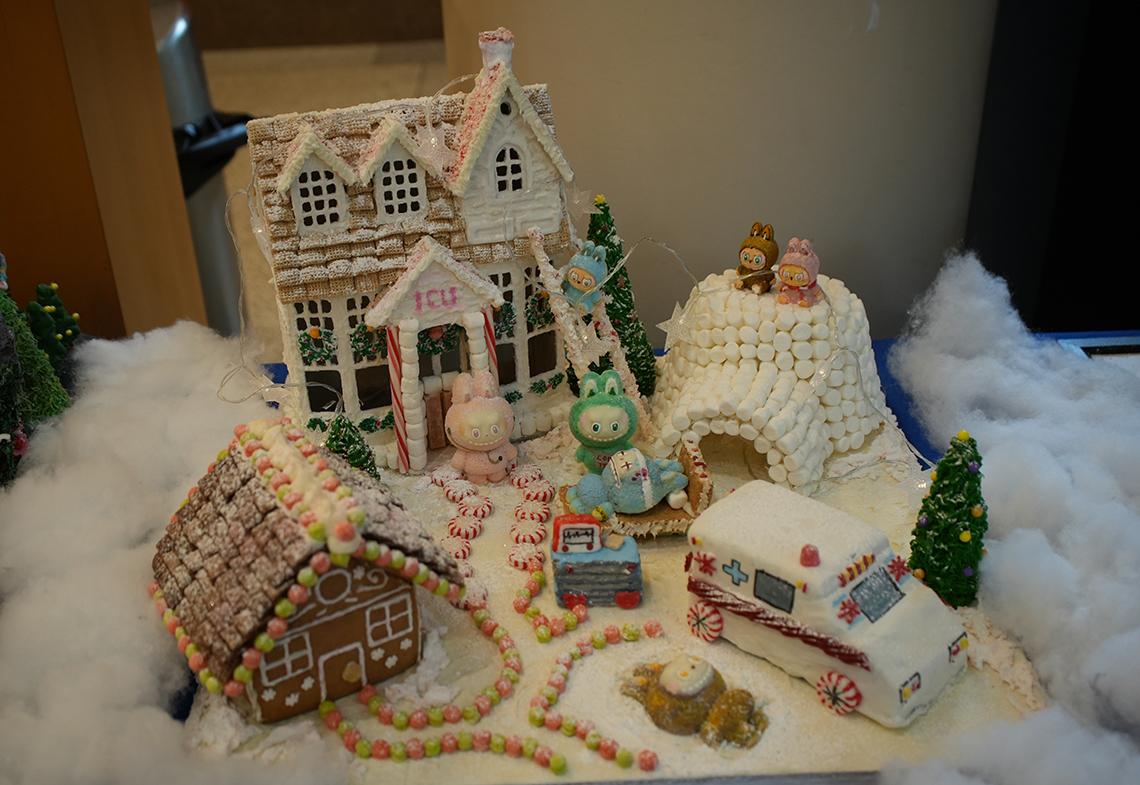 An ambulance with peppermint tires and an ICU with labubus outside