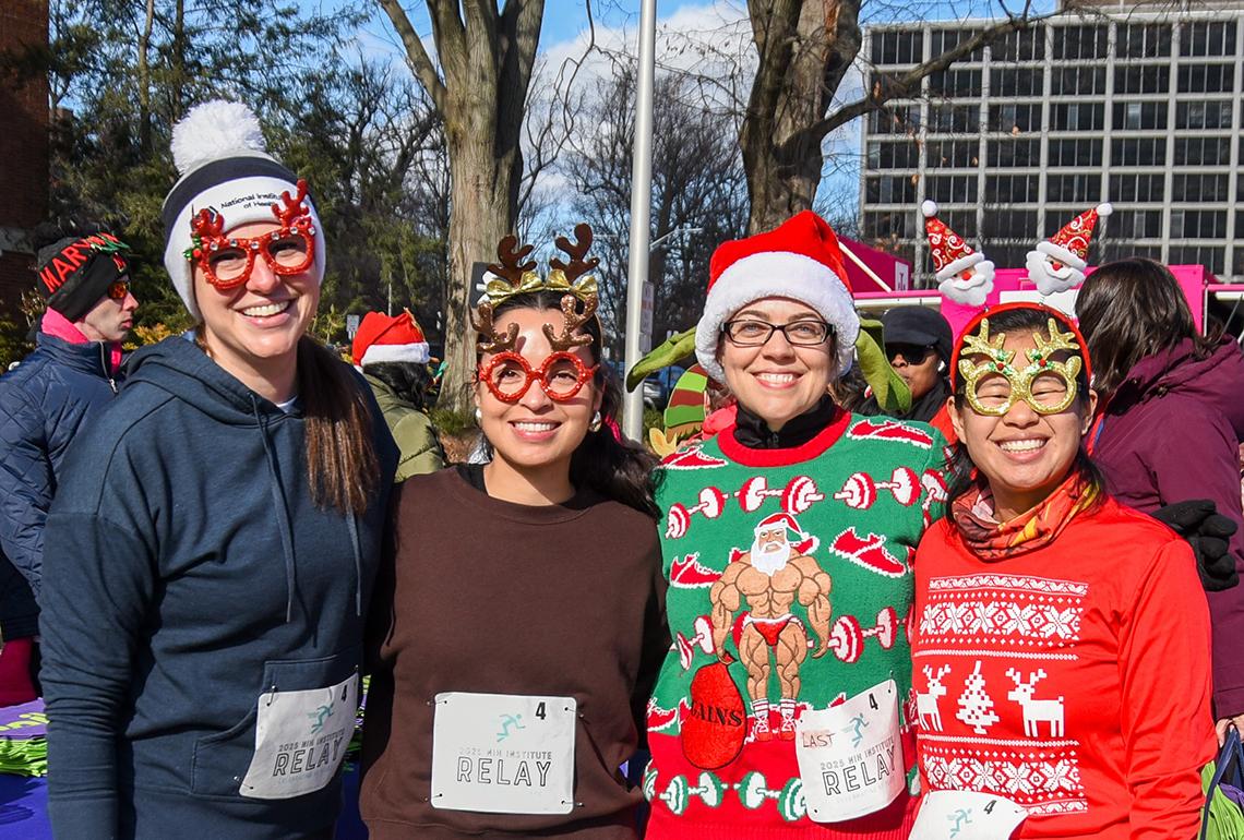 Runners wear holiday-themed outfits