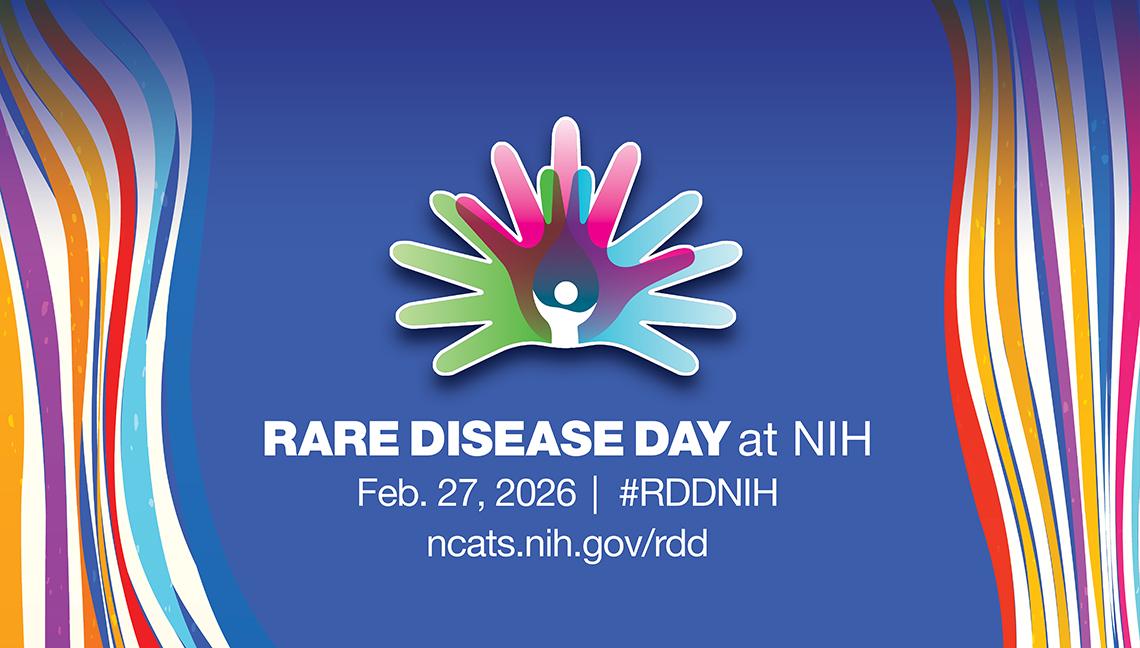 Colorful poster displays Rare Disease Day with date and website