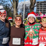 Runners wear holiday-themed outfits