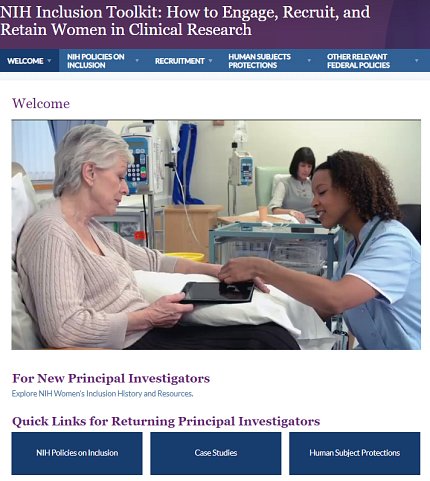ORWH Inclusion Outreach Toolkit A screenshot of the ORWH toolkit